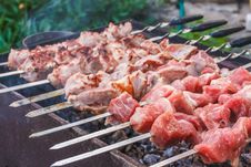 Shish Kebab In Process Of Cooking On Open Fire Outdoors Royalty Free Stock Photo Shish Kebab In Process Of Cooking On Open Fire Outdoors Royalty Free Stock Photo