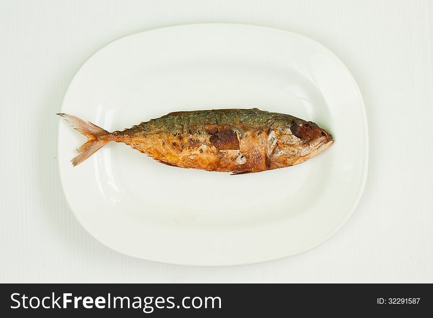 Grilled mackerel plate on white