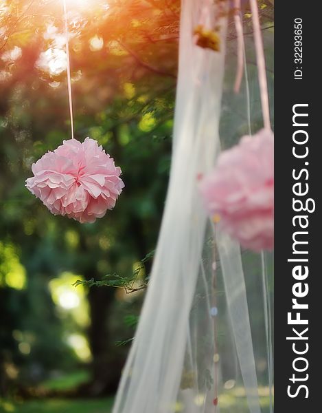 Outdoor decorations hanging lush pink peony paper