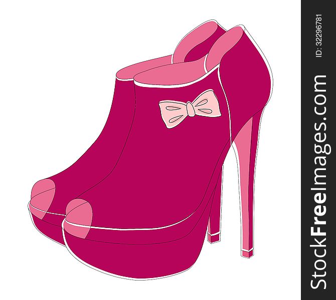 Pink fashionable shoes. Vector illustration for your feminine design