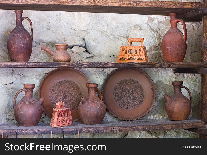 Showcase of handmade ceramic pottery