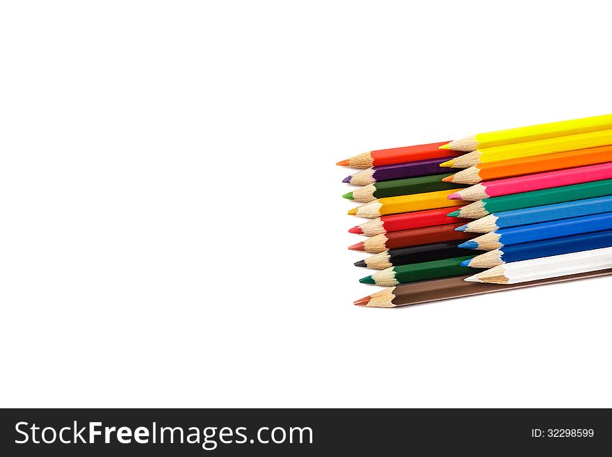 Set of crayons isolated on white background