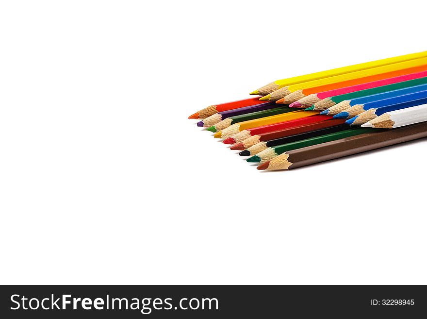 Set Of Colored Crayons On White Background, Appear