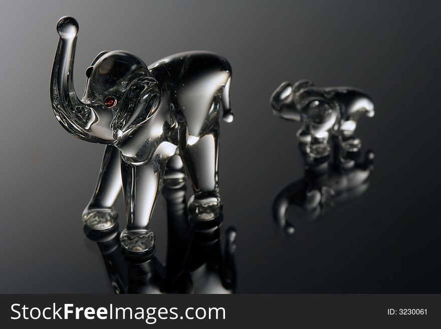 Glass elephant statues