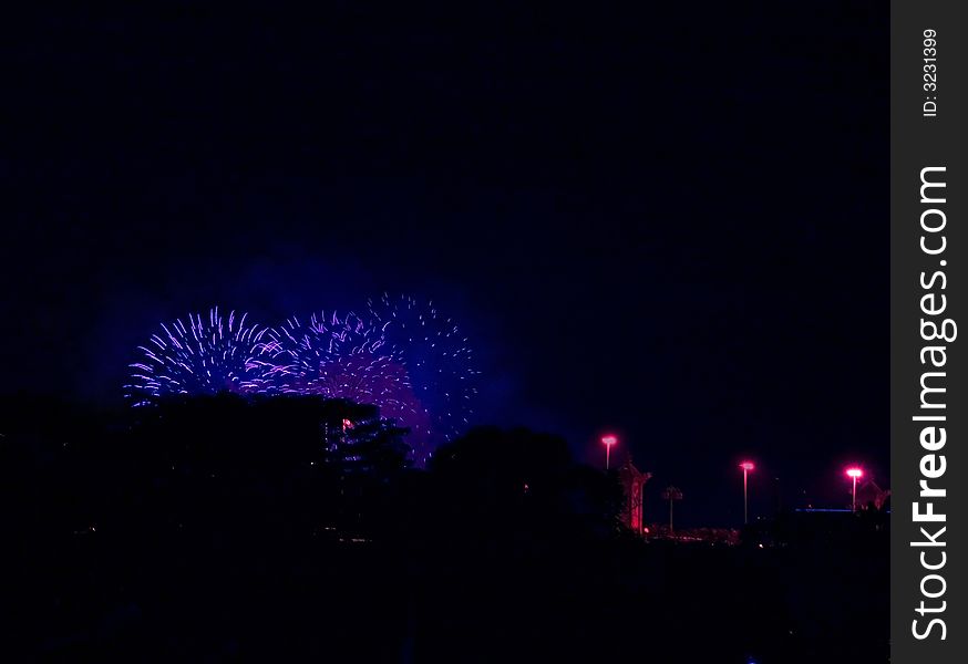 Blue display by Team Japan during Malaysia International Fireworks Competition. Blue display by Team Japan during Malaysia International Fireworks Competition.