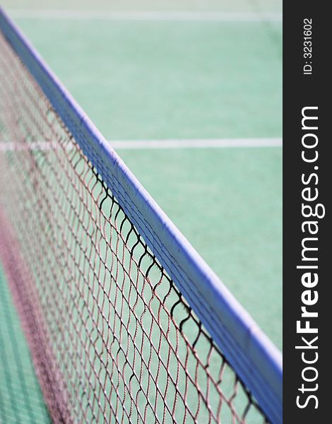 Close-up tennis court net