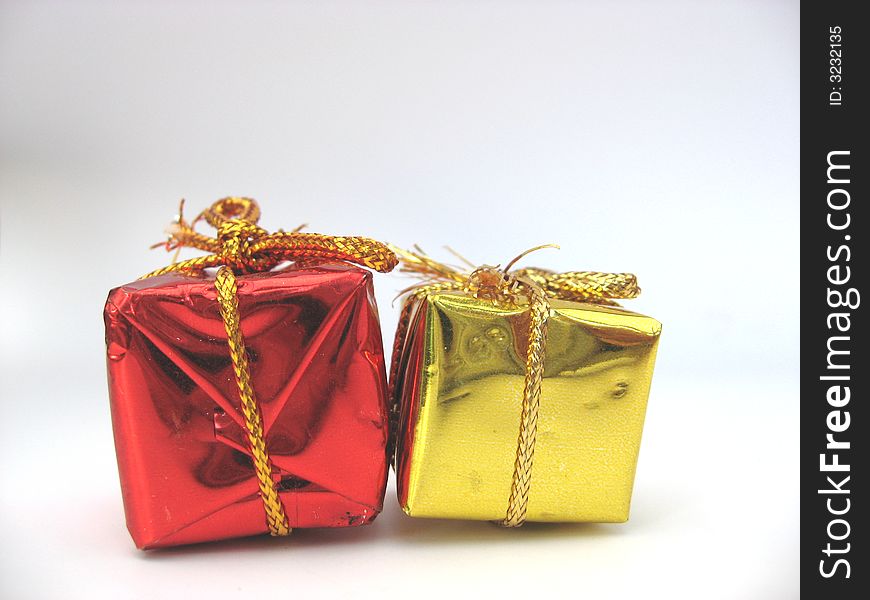 Christmas parcels on a white background