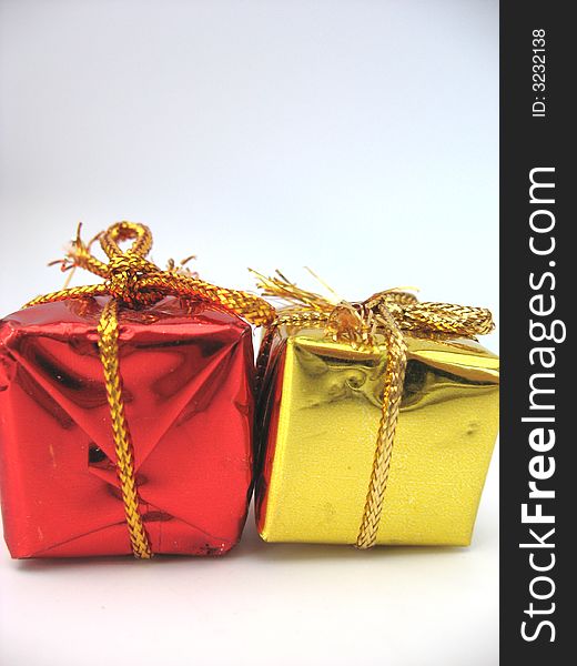 Christmas parcels on a white background