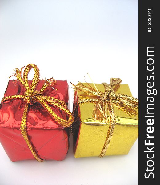 Christmas parcels on a white background