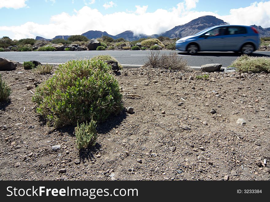 Travelling across a volcanic landscape. Travelling across a volcanic landscape