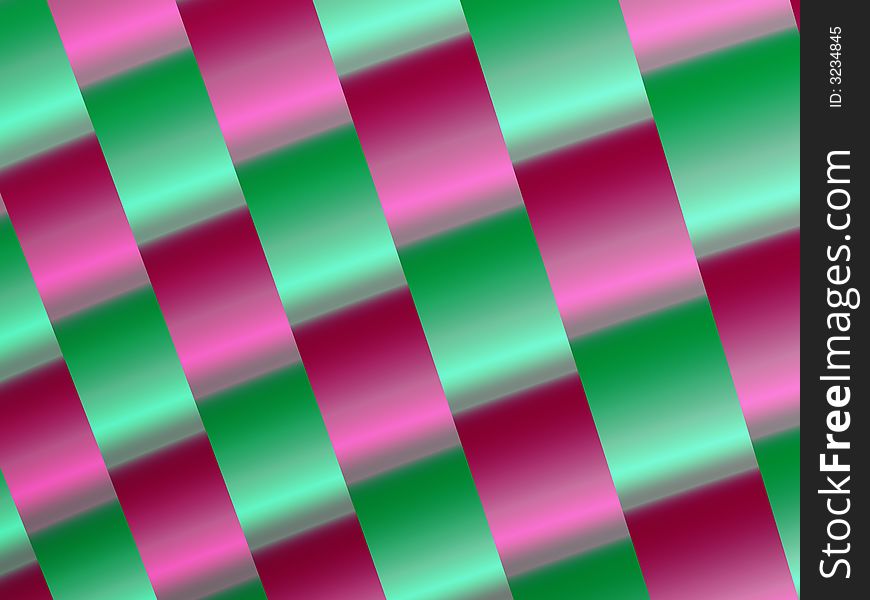 Christmas ribbon background. Retro colors of green and pink.