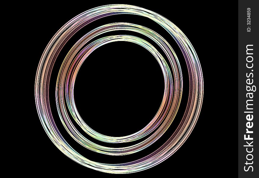 Abstract colored circles linked together on a black background. Abstract colored circles linked together on a black background