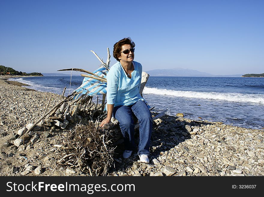 Woman's portrait at the beach