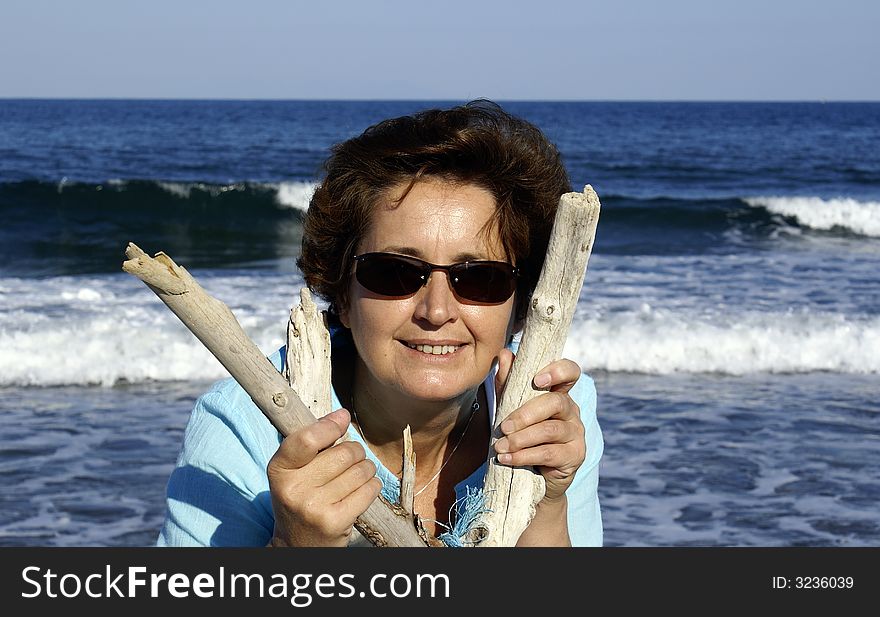 Woman's portrait at the beach