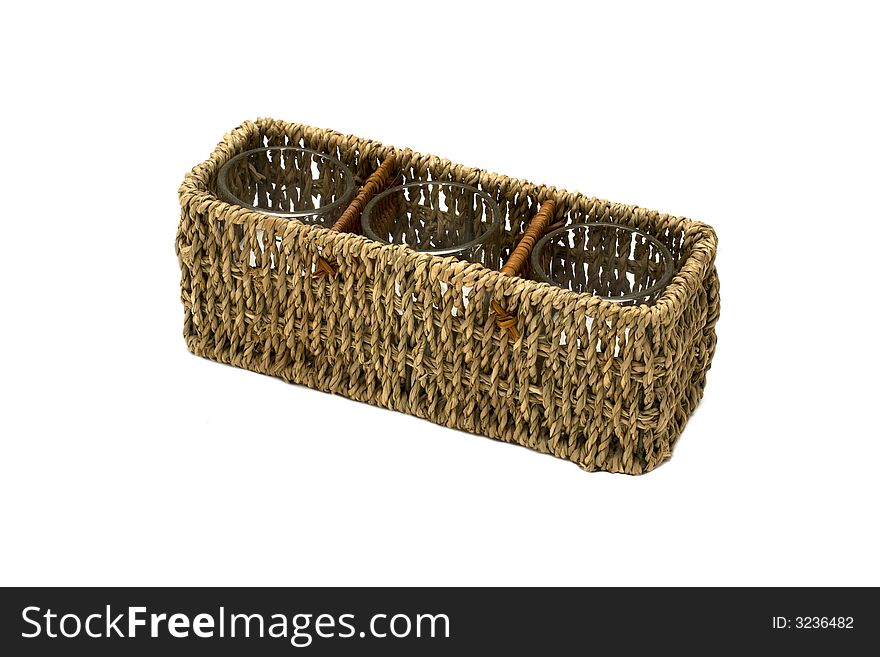 Wicker box isolated other white background