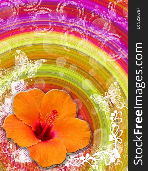 Digitally embedded grange colorful background
