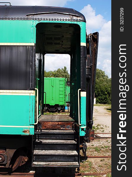 Close-up of a vintage train.