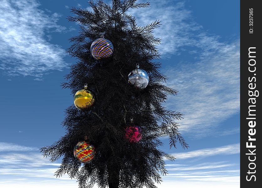 Christmas tree with big bright balls