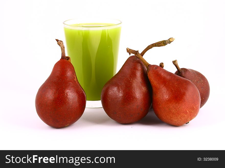 Pear and half of pear on white background