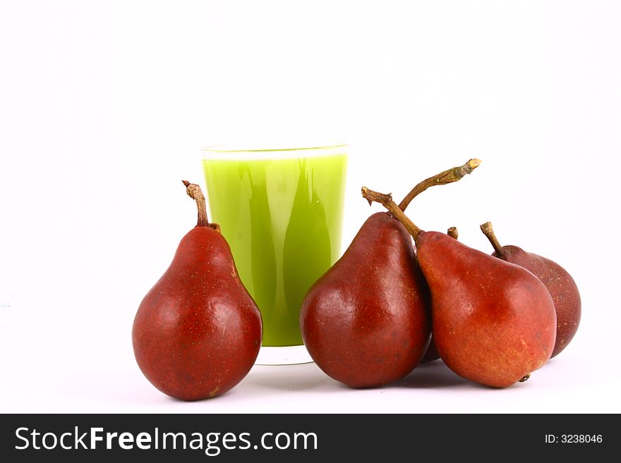 Pear and half of pear on white background