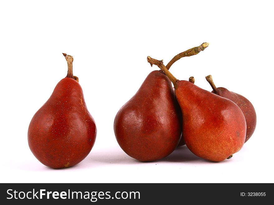 Pear and half of pear on white background