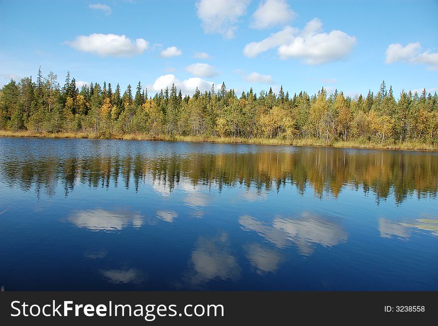 Autumn lake in Russia Karelia