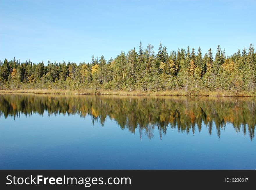 Autumn lake in Russia Karelia