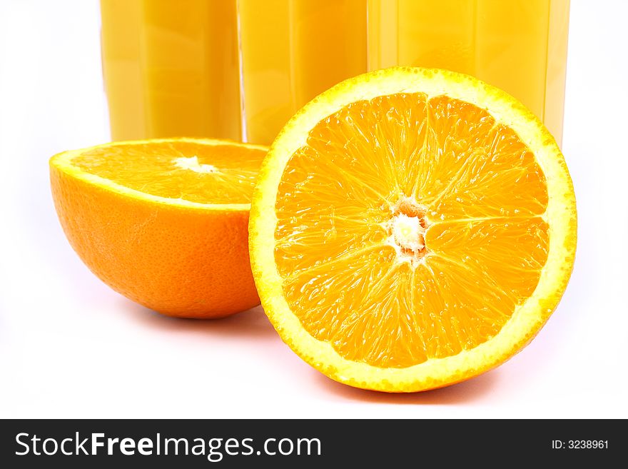 Juice Orange-fruits juice isolated on white