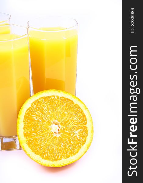 Juice Orange-fruits juice isolated on white