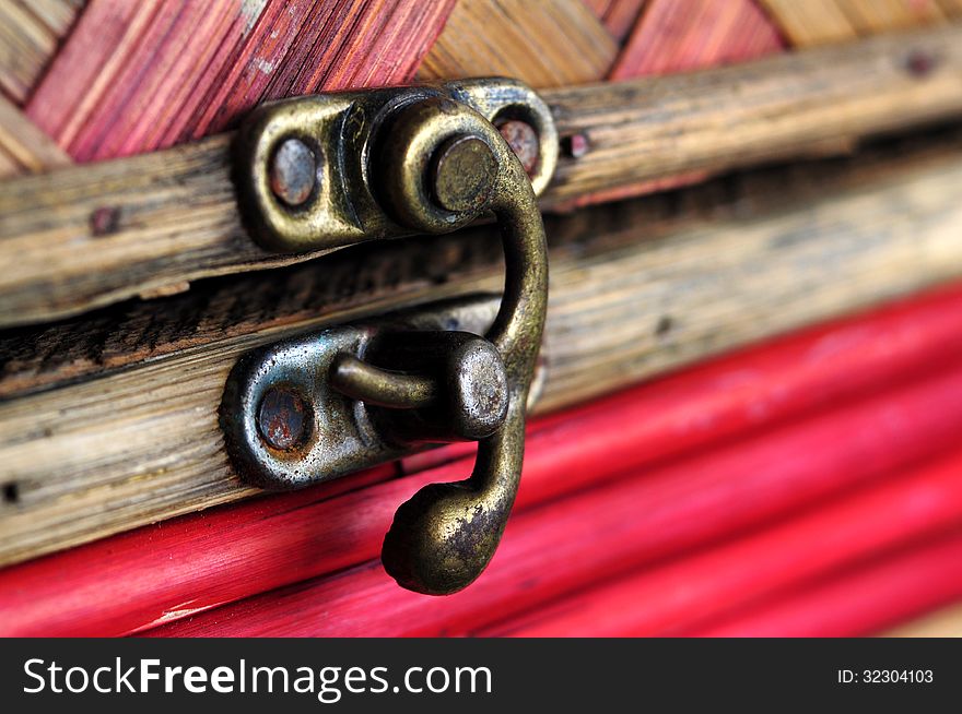 Vintage wooden box with lock detail. Vintage wooden box with lock detail