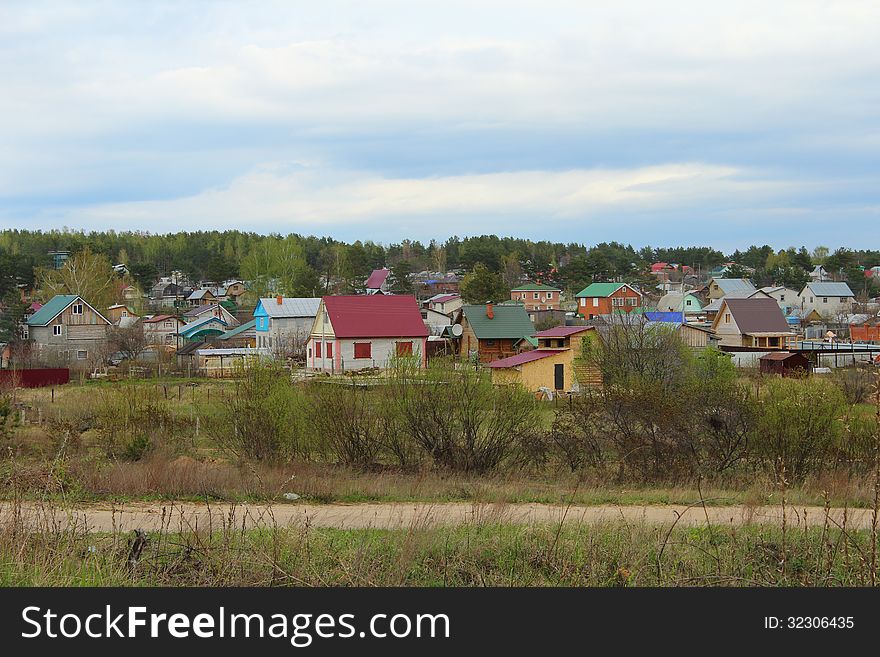 Country houses being built on the sky background