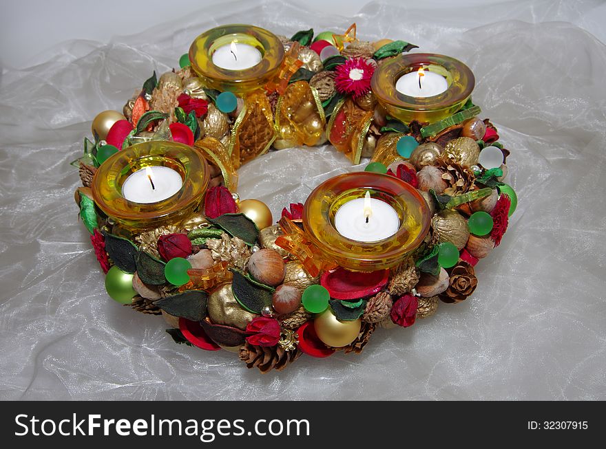 Christmas wreath with four candles.