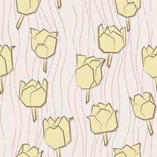 Seamless Pattern With Paper Tulips Royalty Free Stock Photos