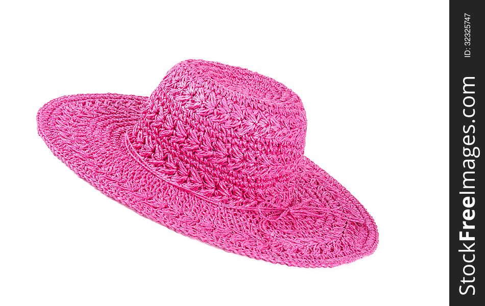 Pink Straw Hat Isolated on White 2