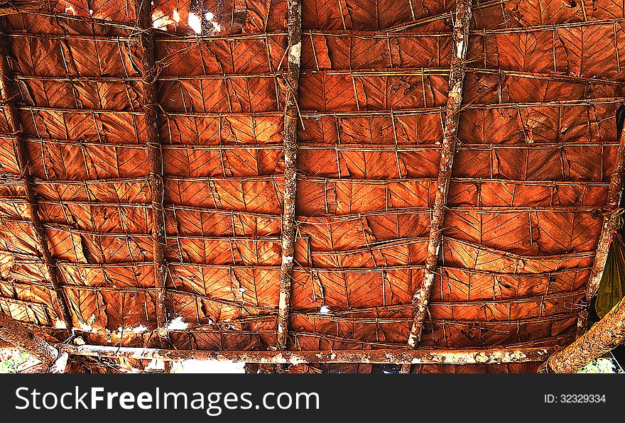 Tile Roof made from Teak Leaf