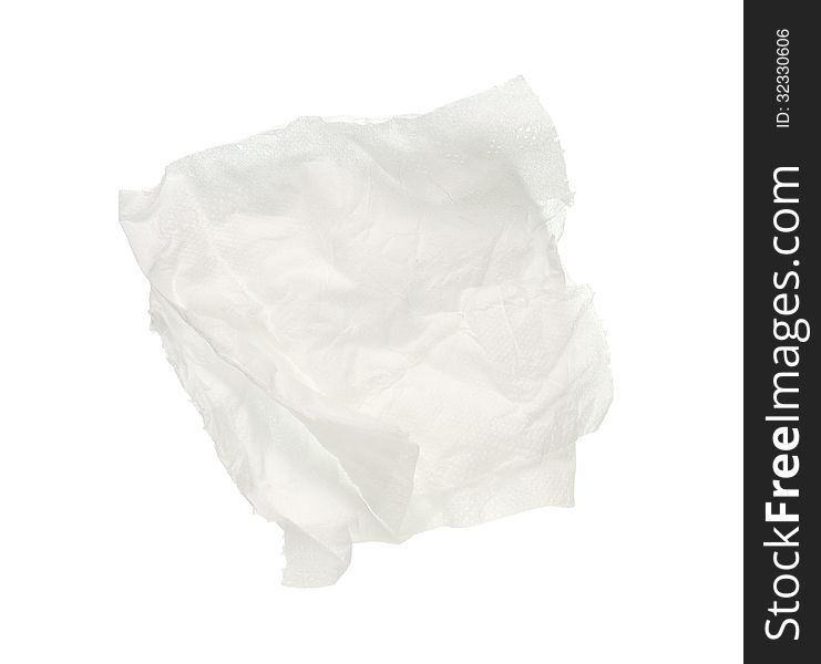 Used tissue paper isolated on white background