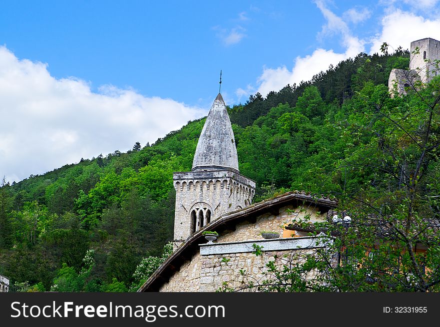 Beautiful view ancient towers and castles Italy