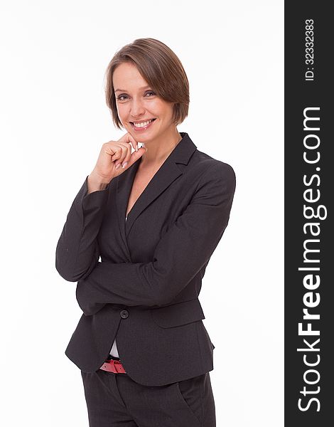 Business Woman Smiling On White