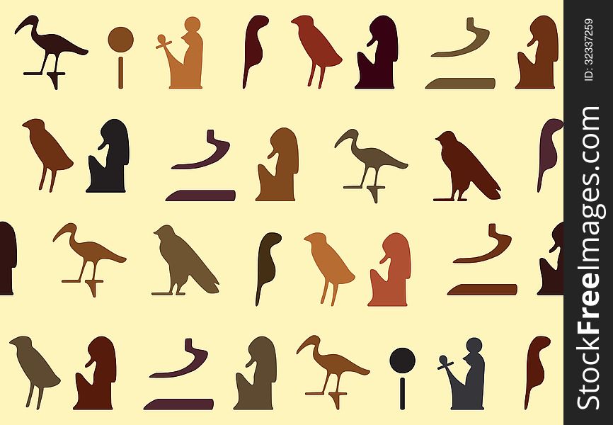 Seamless texture with Egyptian symbols. Vector