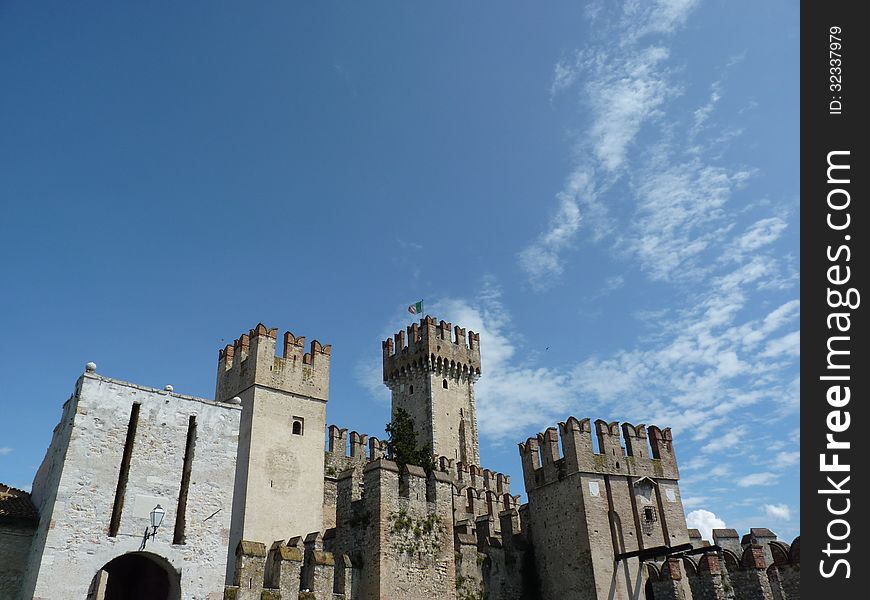 The fortified walls of Scaligero Castle. The fortified walls of Scaligero Castle