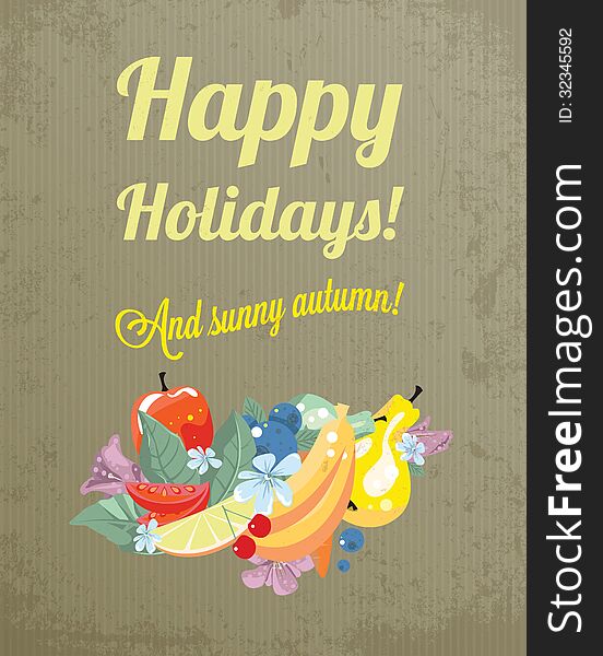 Retro greeting for an autumn holidays. Retro greeting for an autumn holidays