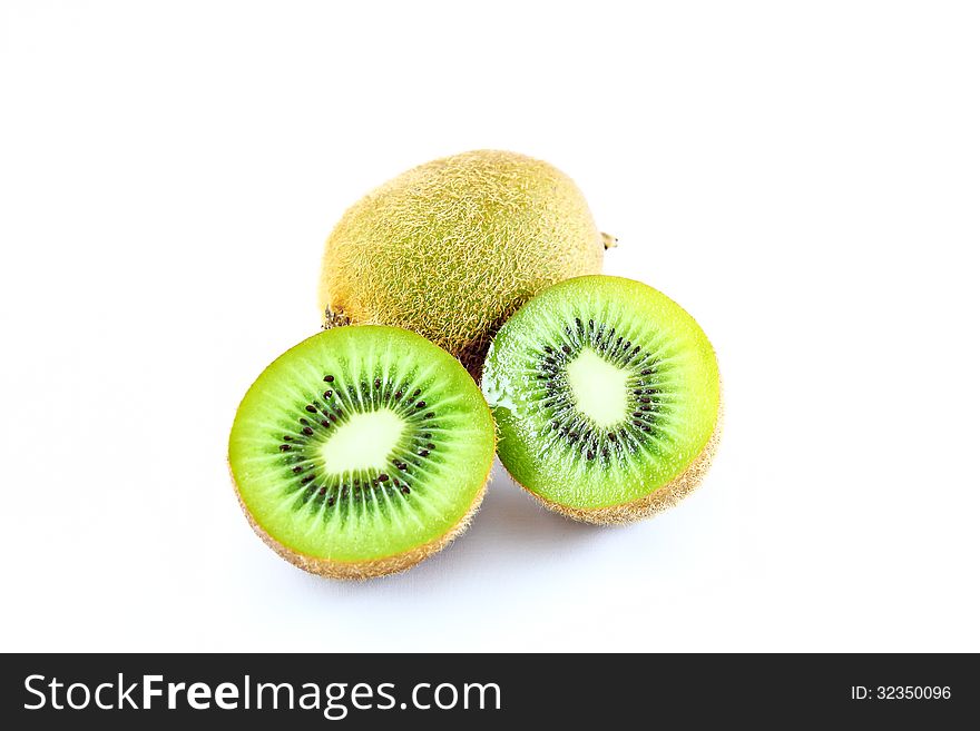 Kiwi fruit on a white background