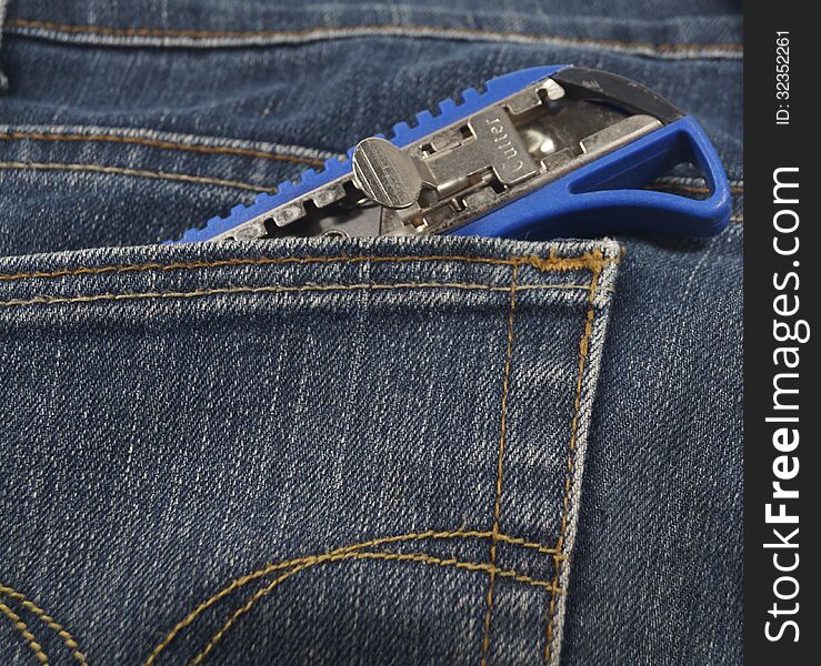 Small knife or cutter in jean s pocket