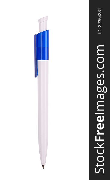 Blue pen isolated on white