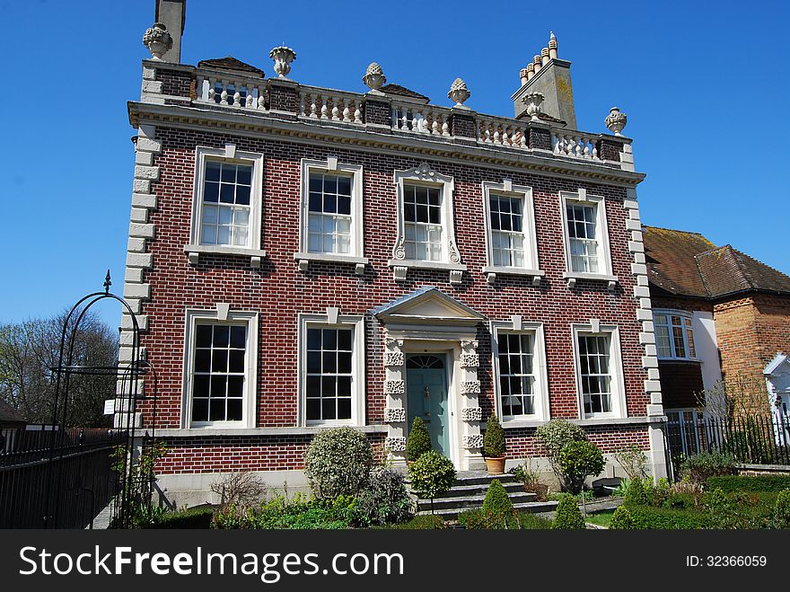 Facade of fine Georgian house in Poole Old Town, Dorset. Facade of fine Georgian house in Poole Old Town, Dorset