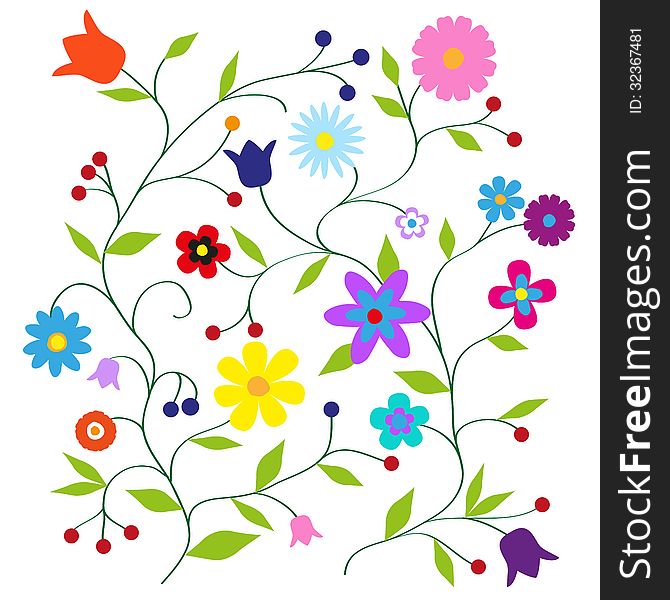 Bright colored floral background for your design