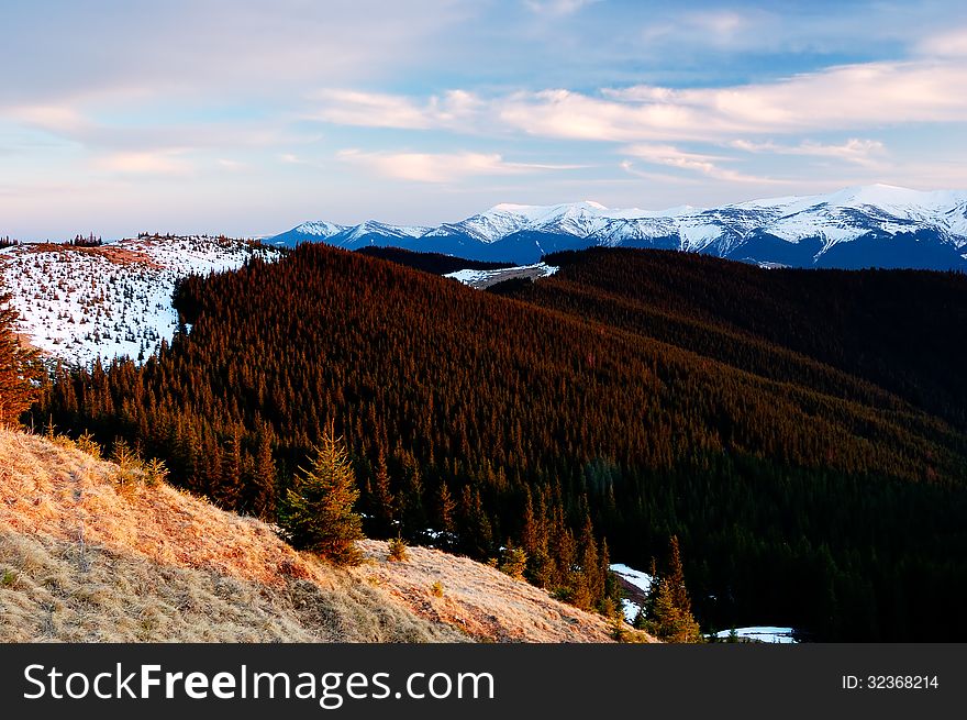 Mountain landscape. Spring sunny Day. Mountain landscape. Spring sunny Day