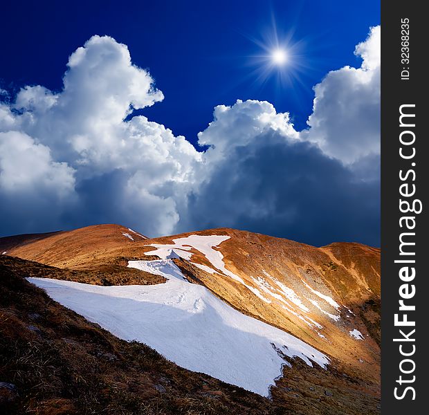 Spring landscape with the snow on the ridge. Spring landscape with the snow on the ridge