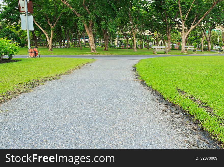 The park and avenue in the city. This is a green area for people in the capital.