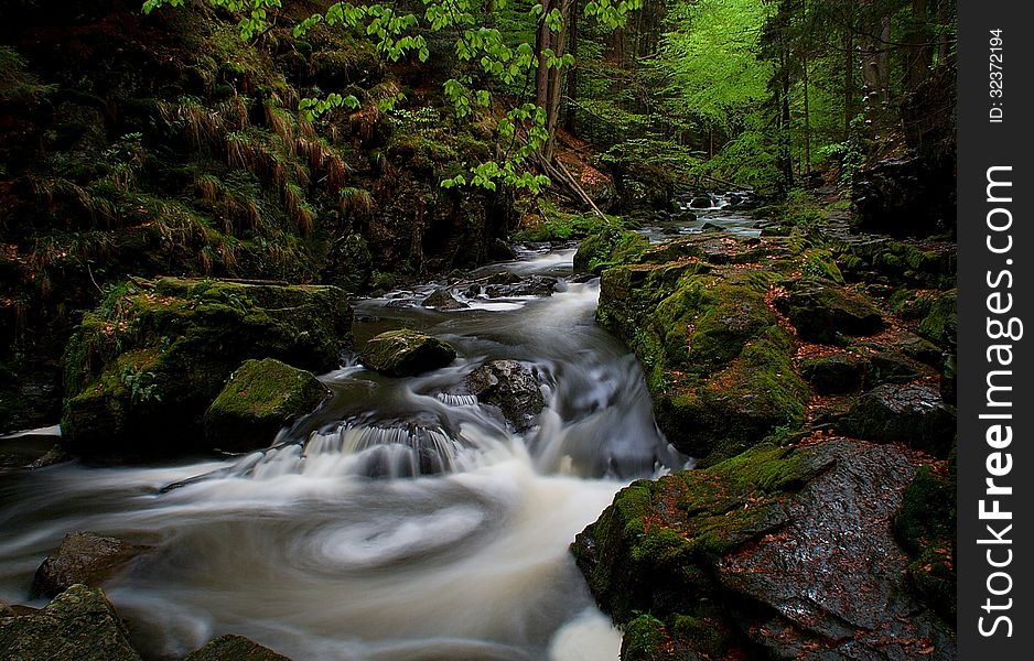 Water whirlpool in doubrava river in czech republick